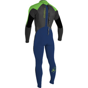 2023 O'Neill Youth Epic 4/3mm Rug Ritssluiting Gbs Wetsuit 4216 - Navy / Day Glow